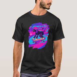 Poodle Skateboarding in Outer Space Retro Vintage  T-Shirt