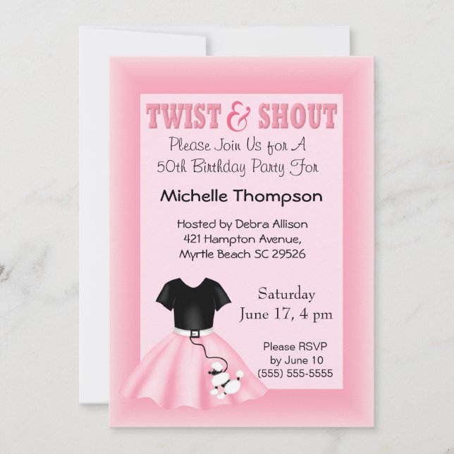 Poodle Skirt Birthday Invitations (Front)