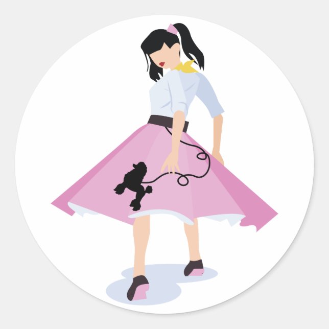 Poodle Skirt Classic Round Sticker (Front)