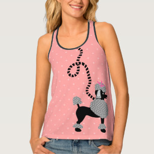 Poodle Skirt Dog 50s Retro Pink Polka Dot Cute Tank Top