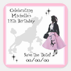 Poodle Skirt Fun Save-the-Date Sticker