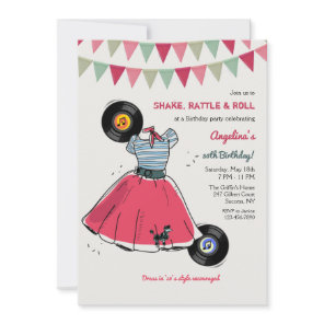 Poodle Skirt Hop Party Invitation
