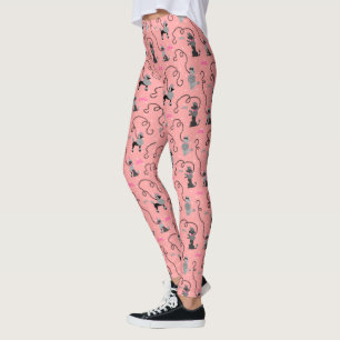Poodle Skirt Retro 50s Mod Pink Black Cool Pattern Leggings