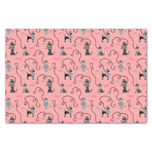 Poodle Skirt Retro Dogs Pink and Black 50s Pattern Tissue Paper