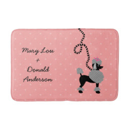 Poodle Skirt Retro Pink and Black 50s Pattern Bath Mat