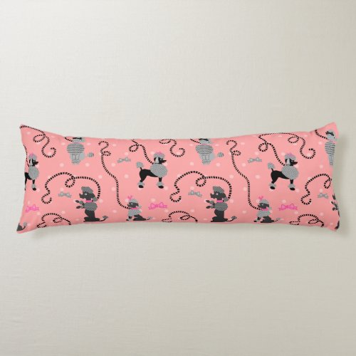 Poodle Skirt Retro Pink and Black 50s Pattern Body Pillow