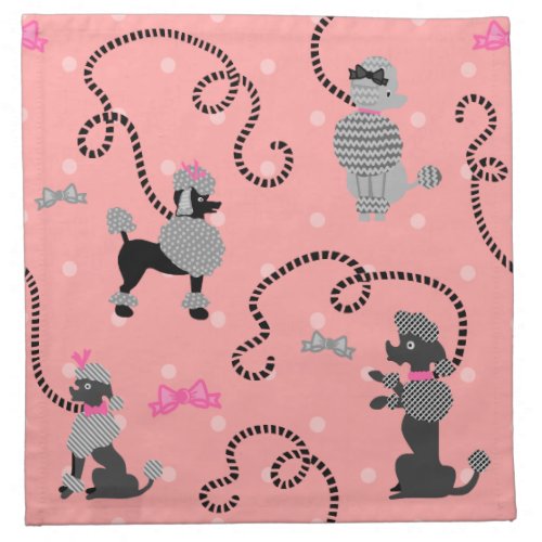 Poodle Skirt Retro Pink and Black 50s Pattern Cloth Napkin