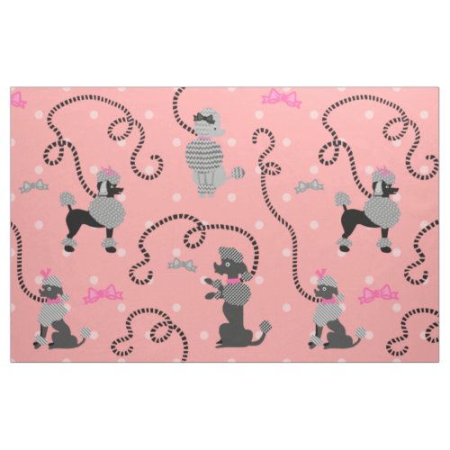 Poodle Skirt Retro Pink and Black 50s Pattern Fabric