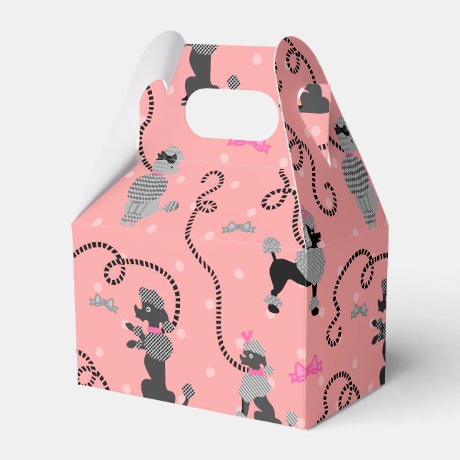 Poodle Skirt Retro Pink and Black 50s Pattern Favor Boxes (Front Side)