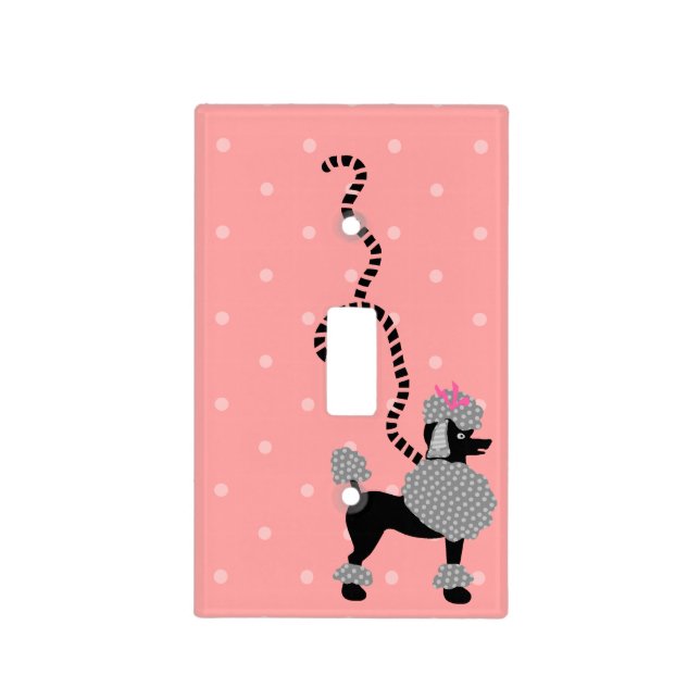 Poodle Skirt Retro Pink and Black 50s Pattern Light Switch Cover (Front)