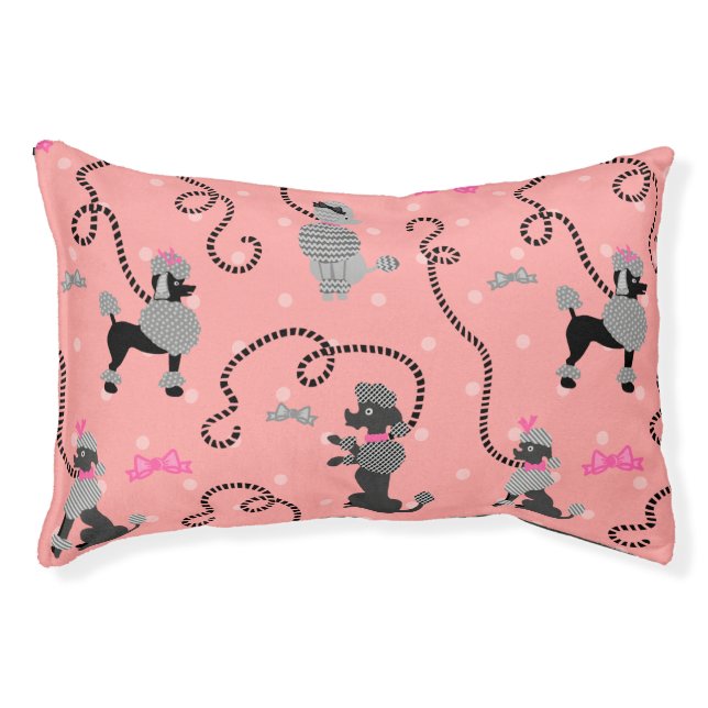 Poodle Skirt Retro Pink and Black 50s Pattern Pet Bed (Front)