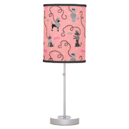 Poodle Skirt Retro Pink and Black 50s Pattern Table Lamp