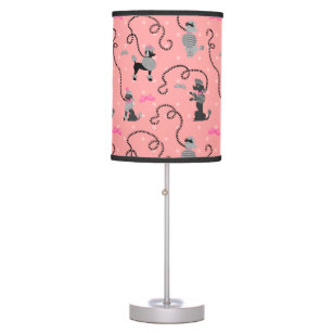 Poodle Skirt Retro Pink and Black 50s Pattern Table Lamp