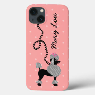 Poodle Skirt Retro Pink and Black 50s Personalized iPhone 13 Case