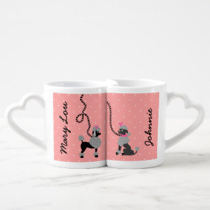 Poodle Skirt Retro Pink and Black 50s Personalized Coffee Mug Set