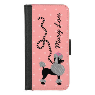 Poodle Skirt Retro Pink and Black 50s Personalized iPhone 8/7 Wallet Case