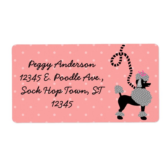 Poodle Skirt Retro Pink and Black 50s Personalized Label (Front)