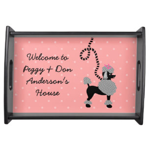 Poodle Skirt Retro Pink and Black 50s Personalized Serving Tray