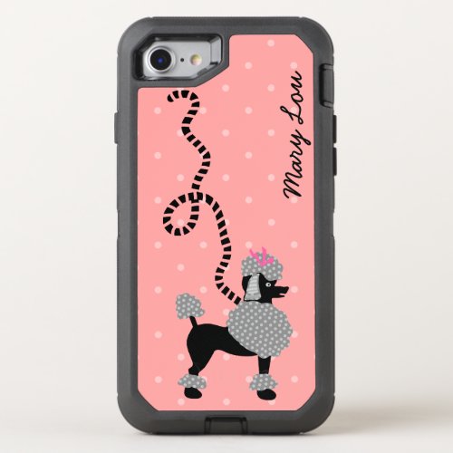 Poodle Skirt Retro Pink Black 50s Dog Cute  Name OtterBox Defender iPhone SE87 Case