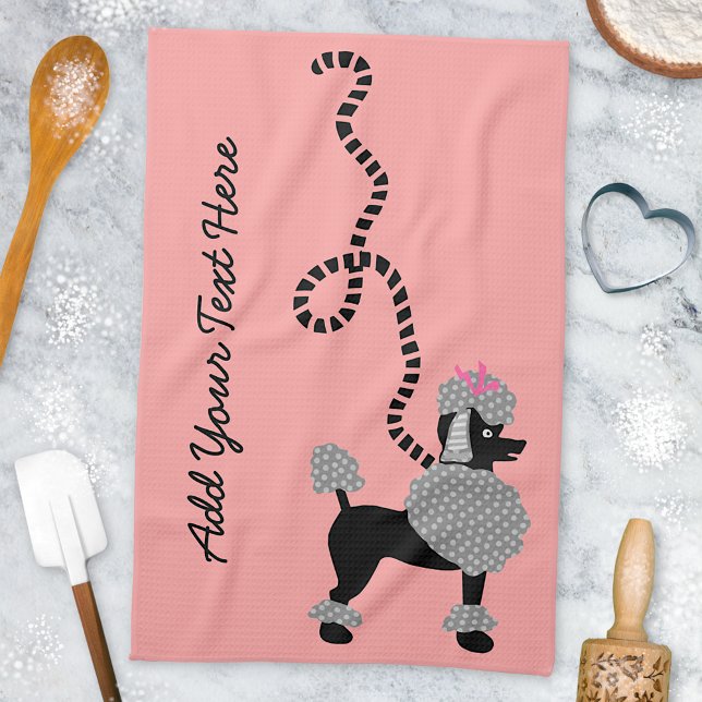 Poodle Skirt Retro Pink Black 50s Personalized Towel (Creator Uploaded)