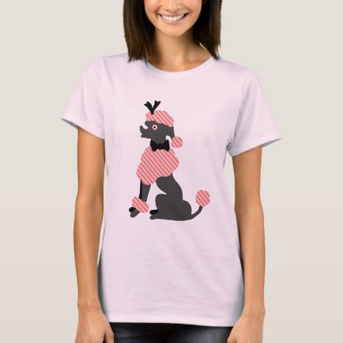 Poodle Skirt Retro Pink Gray Sitting 50s Dog T_Shirt