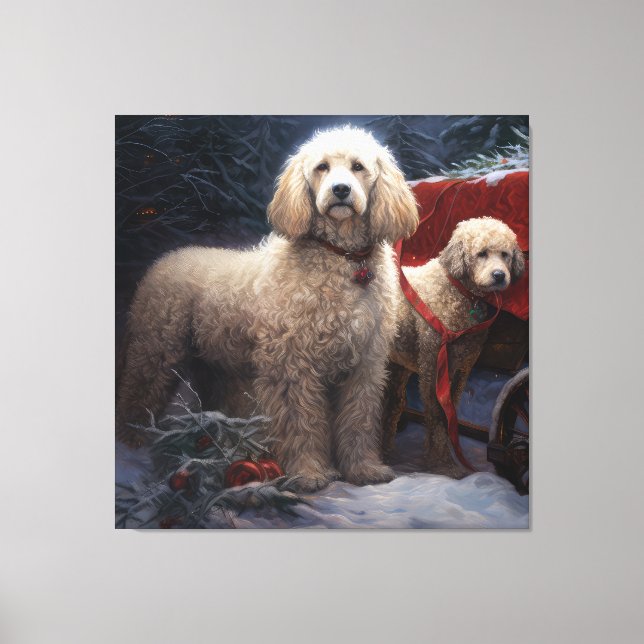 Poodle Snowy Sleigh Christmas Decor (Front)