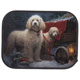 Poodle Snowy Sleigh Christmas Decor Car Floor Mat