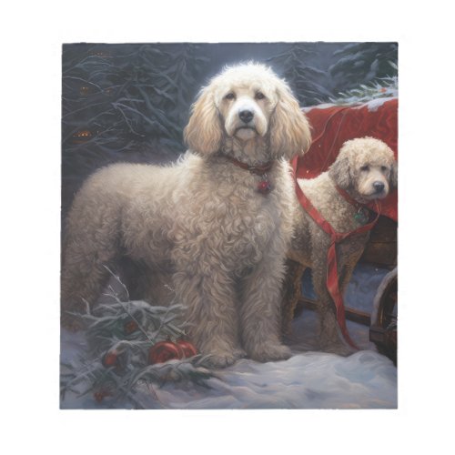 Poodle Snowy Sleigh Christmas Decor Notepad