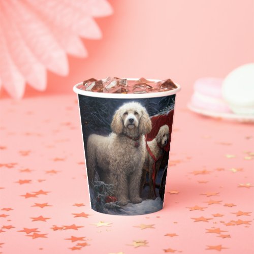 Poodle Snowy Sleigh Christmas Decor Paper Cups
