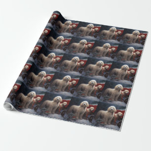 Poodle Snowy Sleigh Christmas Decor Wrapping Paper