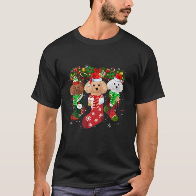 Poodle Socks Christmas Funny Family Pajamas Christ T-Shirt (Front)