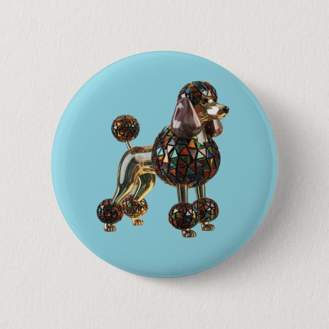 Poodle Stained Glass Button (Front)