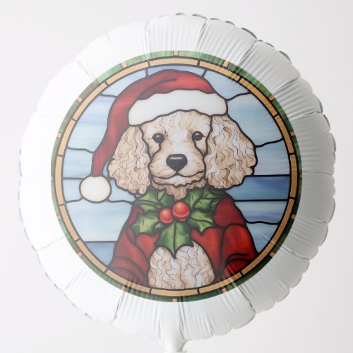 Poodle Stained Glass Christmas  Balloon