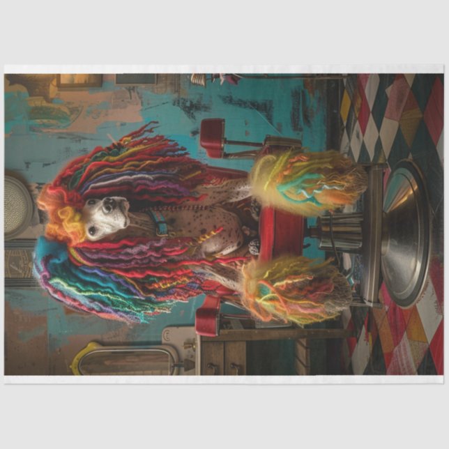 Poodle Standard Hair Dreadlocks Decoupage,  Tissue Paper (Front)