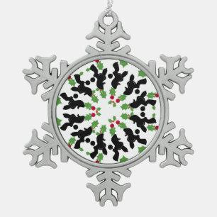 Poodle Star Snowflake Pewter Christmas Ornament