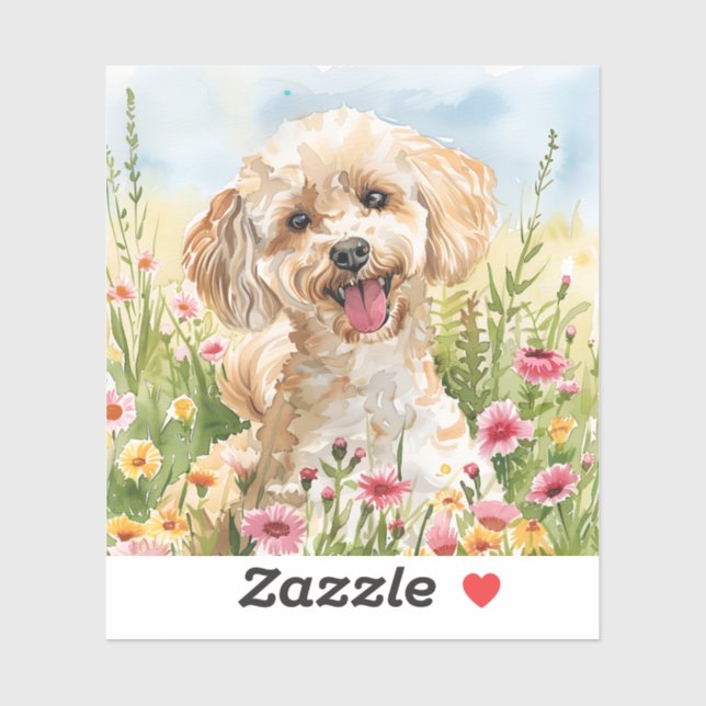 Poodle Sticker – Watercolor Design (Sheet)