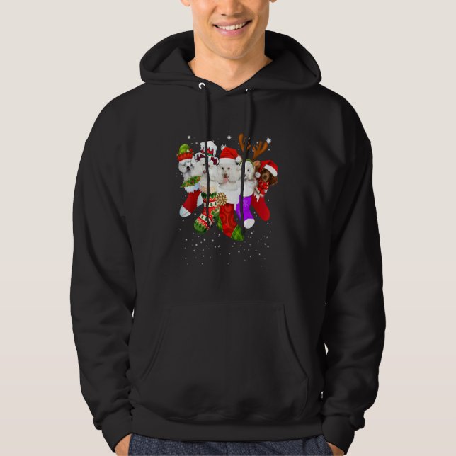 Poodle Stocking Christmas Light Socks Xmas Hoodie (Front)
