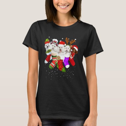 Poodle Stocking Christmas Light Socks Xmas T-Shirt