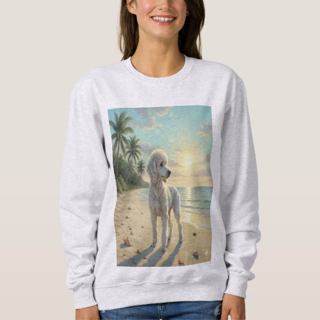 poodle sweatshirt on the beach (Front)