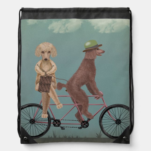 Poodle Tandem Drawstring Bag (Front)