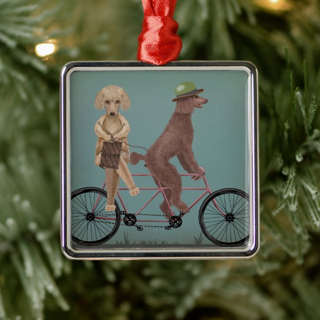 Poodle Tandem Metal Ornament (Tree)