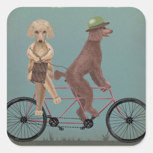 Poodle Tandem Square Sticker