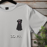 Poodle Teacup | Black Cutout Pin<br><div class="desc">Cute,  curly haired,  black,  teacup poodle with pink bow on top of head.  Adorable eyes and pink tongue out.  



Graphic illustration by: Lori@SaltTownStudio</div>
