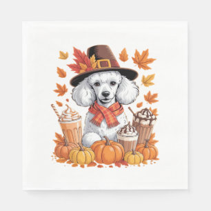 Poodle Thanksgiving Drinks Coffee Fall Leaves Pump Napkins
