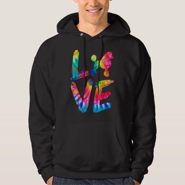 Poodle Tie Dye Love Dog Mom Dad Hoodie (Front)