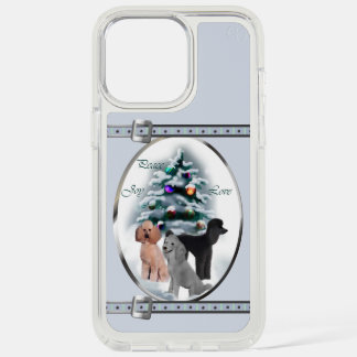 Poodle Trio Cute Blue Christmas Holidays iPhone 15 Pro Max Case
