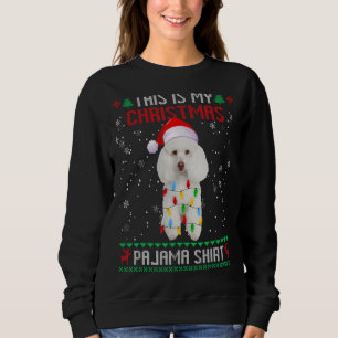 Poodle Ugly Christmas Tree Lights Family Xmas Dog Sweatshirt