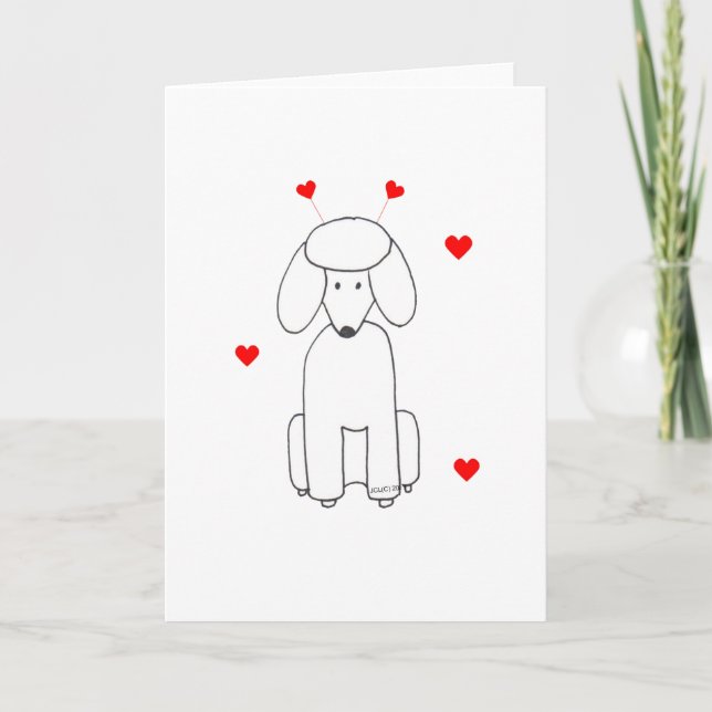 Poodle Valentine Ears Holiday Card (Front)