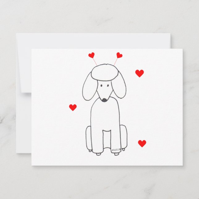 Poodle Valentine Ears Holiday Card (Front)