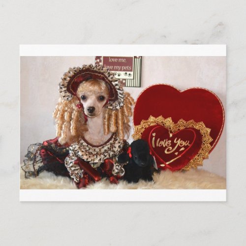 Poodle Valentine Love Dog Victorian Picture Holiday Postcard